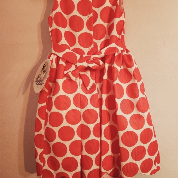 The Communion Collection Girl's Cream&Coral Dot Scalloped hem Dress; Size 6, NWT - Picture 7 of 10